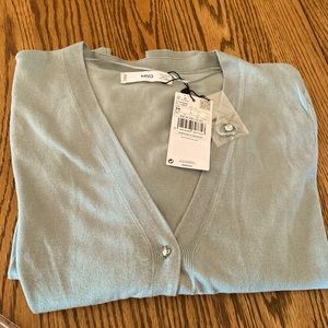 Mango V-neck Rhinestone Button Cardigan